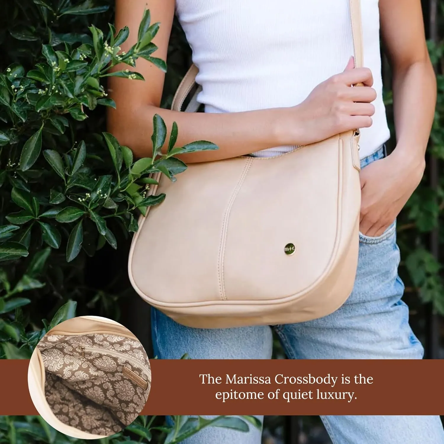 Modern Chic Crossbody Bags for Women - Marissa Saddle Crossbody, Vegan Leather Shoulder or Handbag with Two Adjustable Straps