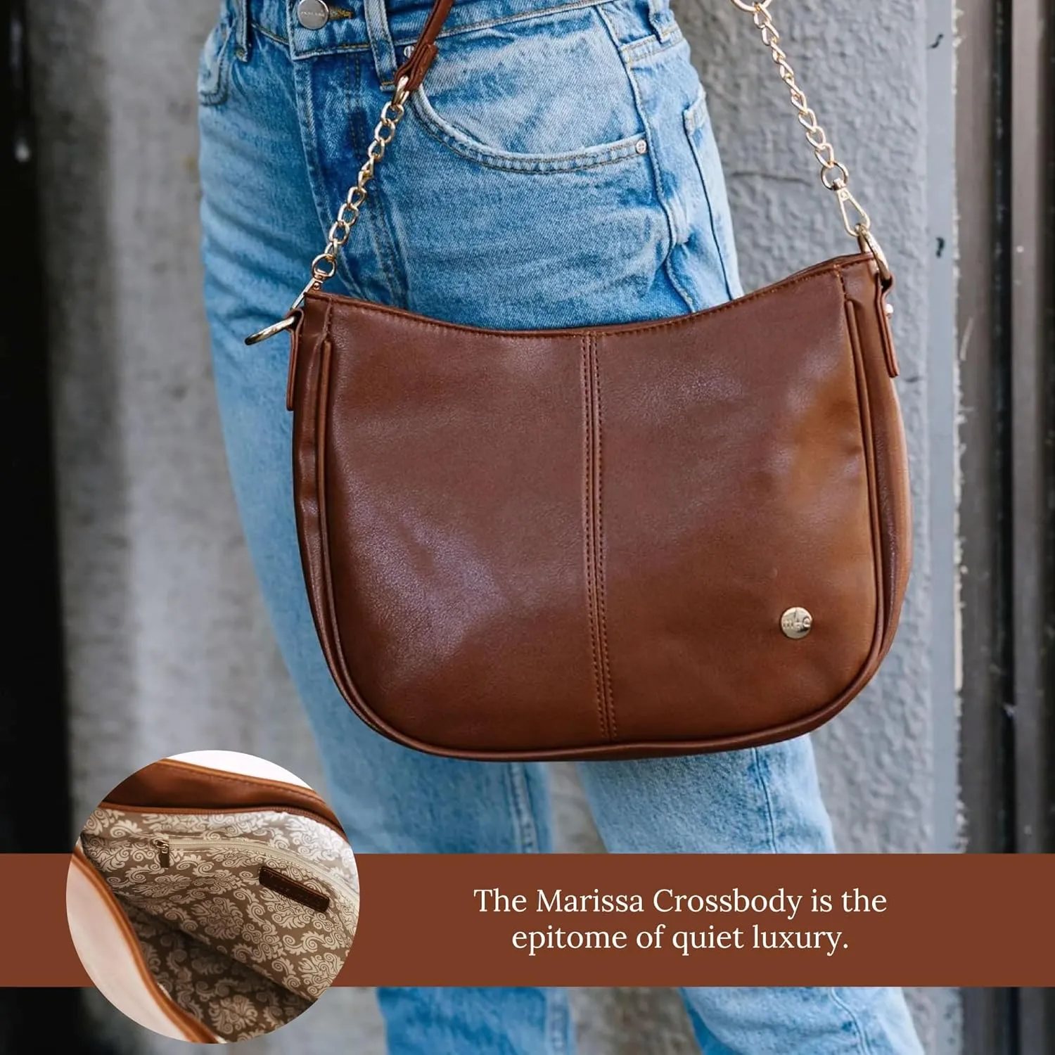 Modern Chic Crossbody Bags for Women - Marissa Saddle Crossbody, Vegan Leather Shoulder or Handbag with Two Adjustable Straps