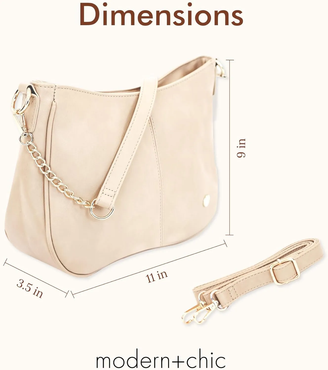 Modern Chic Crossbody Bags for Women - Marissa Saddle Crossbody, Vegan Leather Shoulder or Handbag with Two Adjustable Straps