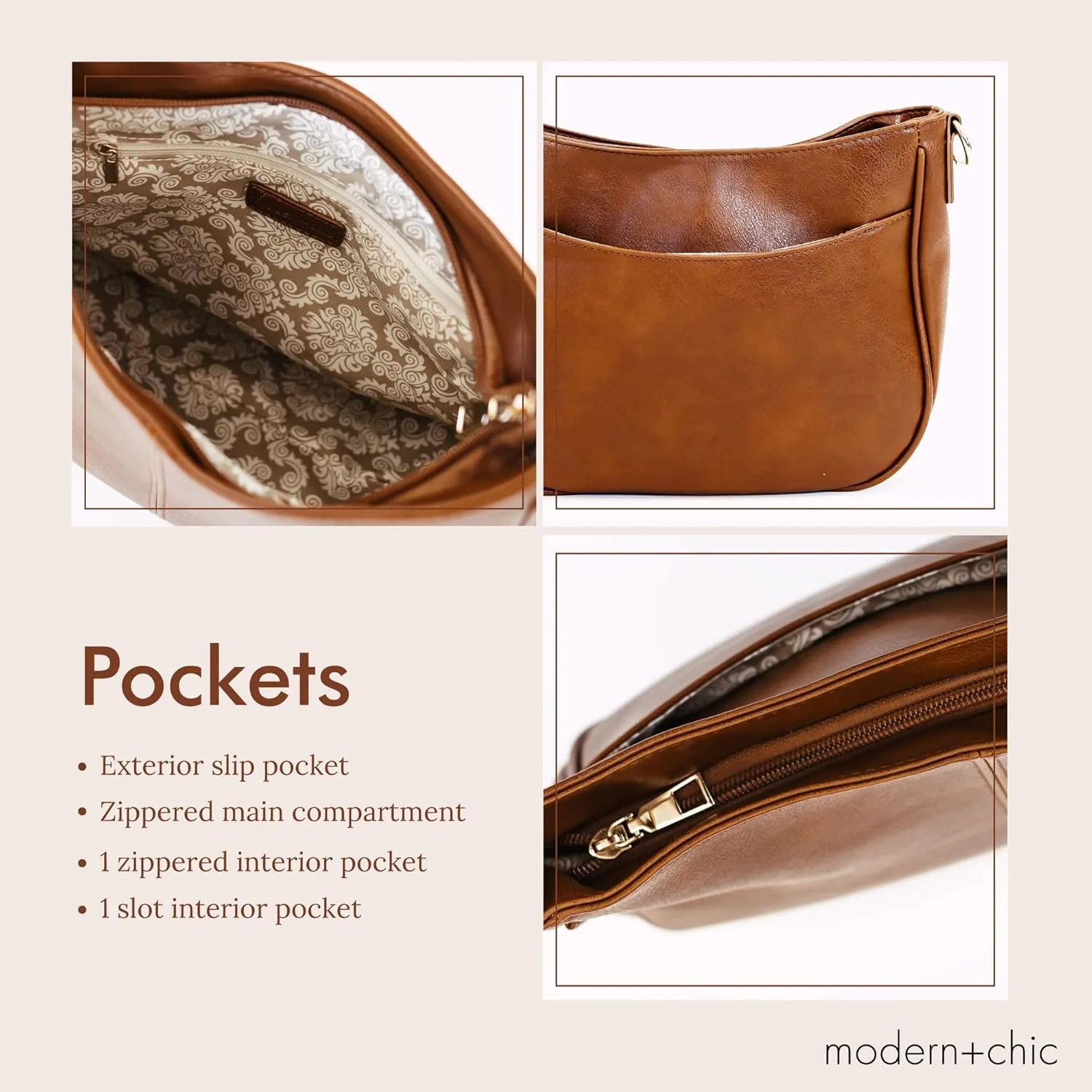 Modern Chic Crossbody Bags for Women - Marissa Saddle Crossbody, Vegan Leather Shoulder or Handbag with Two Adjustable Straps
