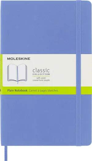 Moleskine Classic Notebook, Soft Cover, Large (5" x 8.25") Plain/Blank, Hydrangea Blue, 192 Pages