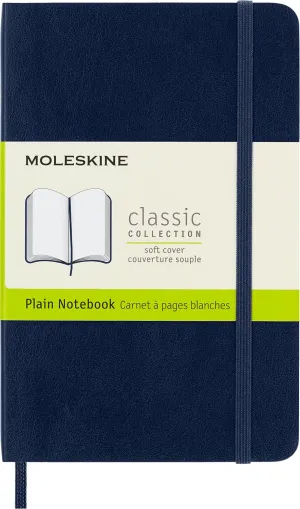 Moleskine Classic Notebook, Soft Cover, Pocket (3.5" x 5.5") Plain/Blank, Sapphire Blue, 192 Pages