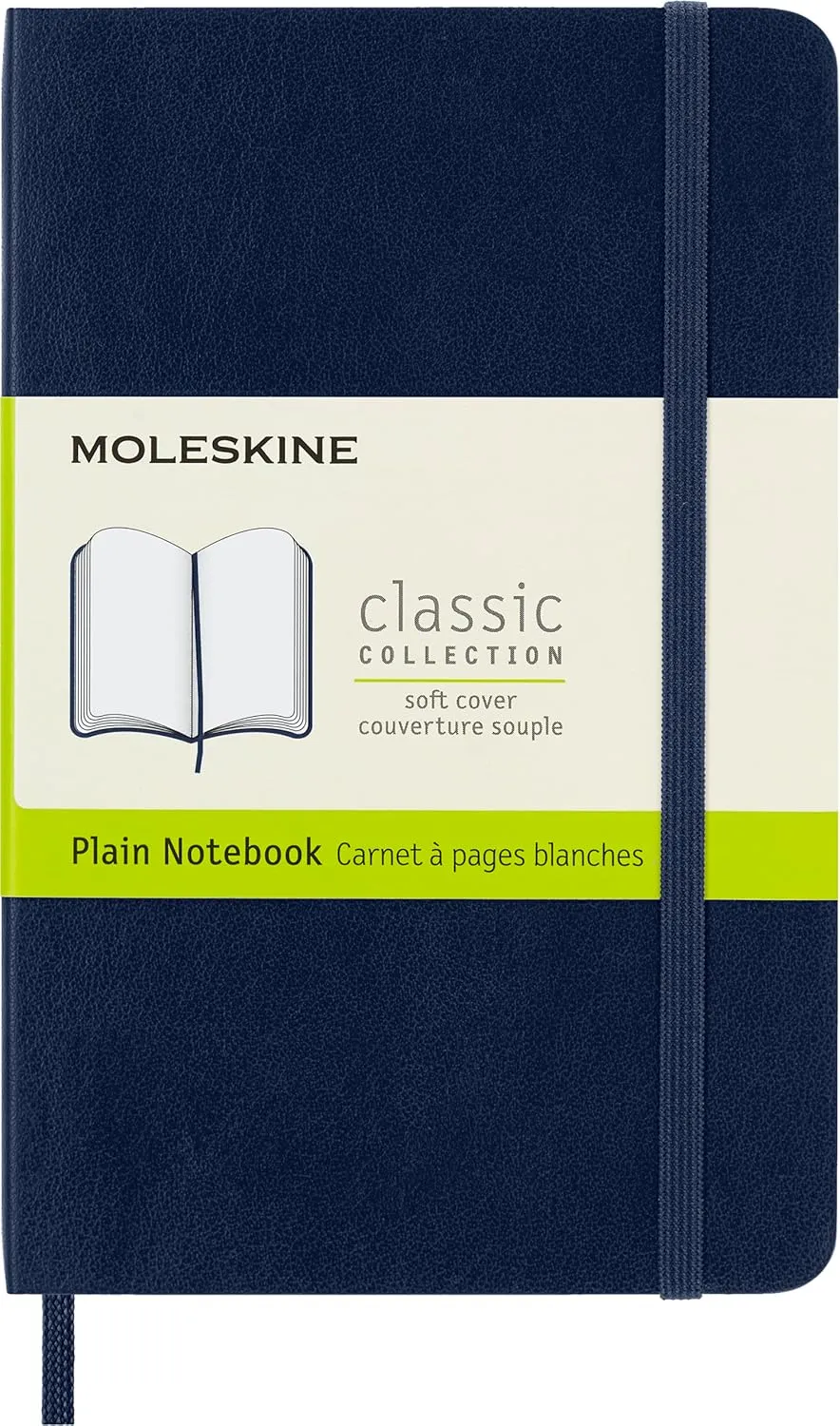 Moleskine Classic Notebook, Soft Cover, Pocket (3.5" x 5.5") Plain/Blank, Sapphire Blue, 192 Pages