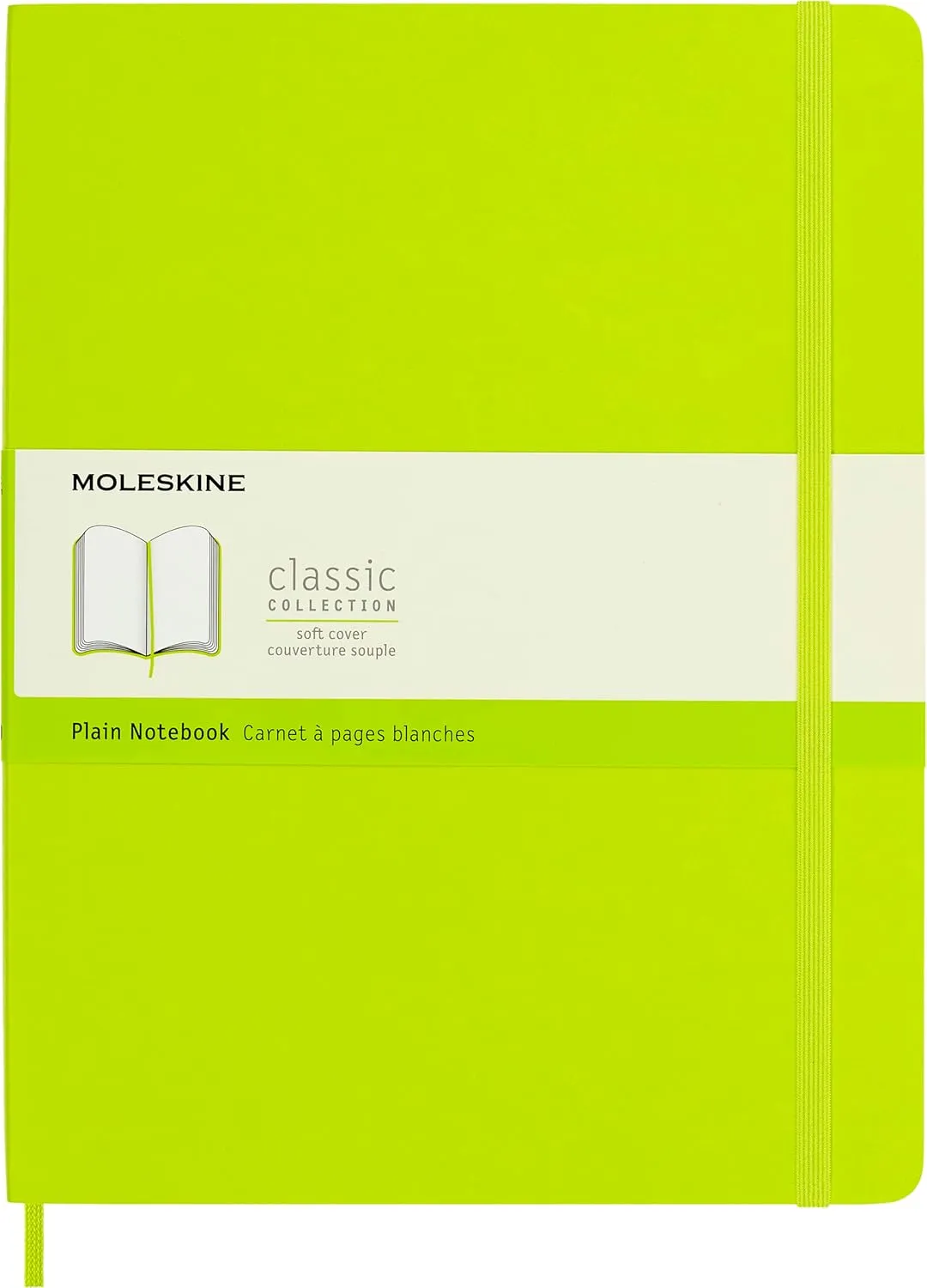 Moleskine Classic Notebook, Soft Cover, XL (7.5" x 9.5") Plain/Blank, Lemon Green, 192 Pages