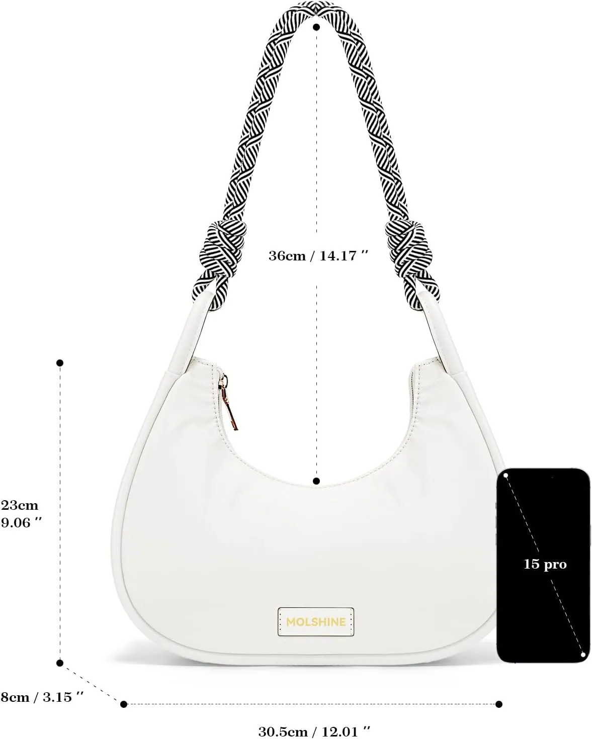 molshine Crescent Handbag, Nylon Shoulder Bag, Armpit Bag, Fashion Clutch Purse for Women Lady Model Outdoor