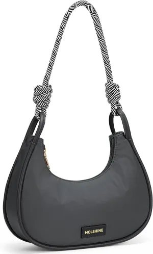 molshine Crescent Handbag, Nylon Shoulder Bag, Armpit Bag, Fashion Clutch Purse for Women Lady Model Outdoor