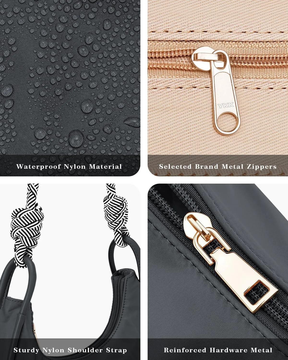molshine Crescent Handbag, Nylon Shoulder Bag, Armpit Bag, Fashion Clutch Purse for Women Lady Model Outdoor