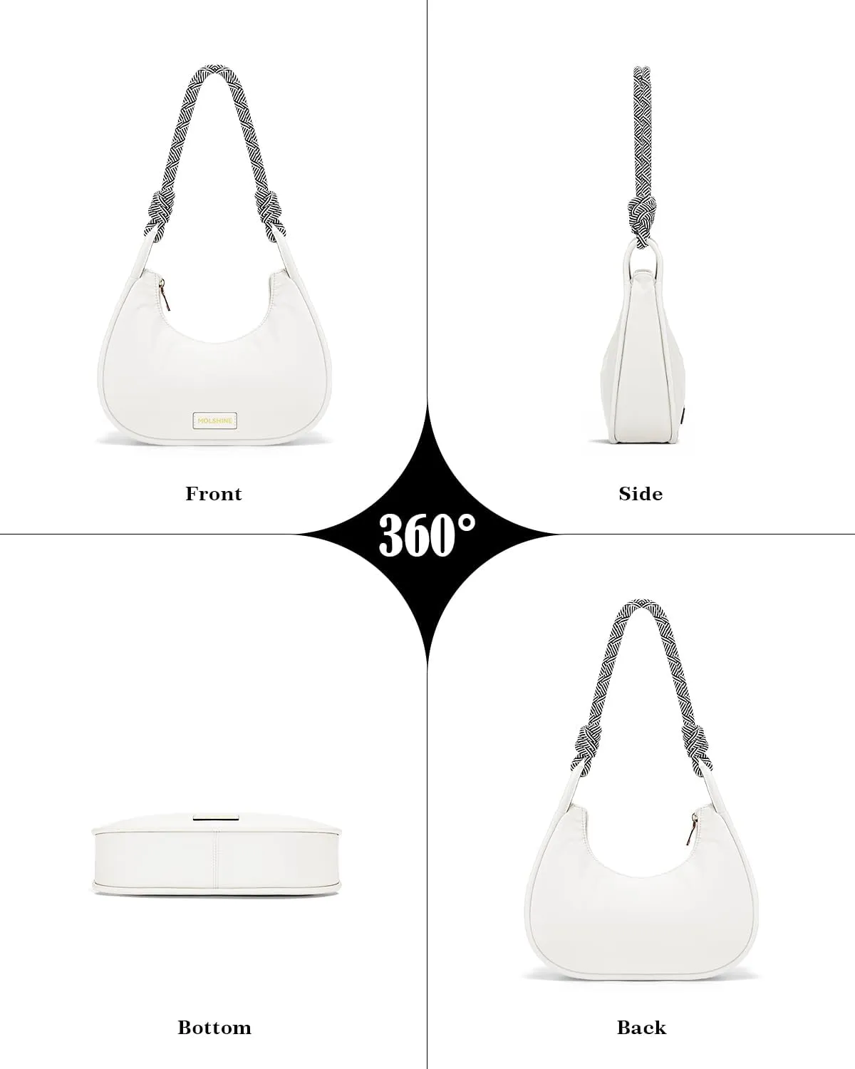 molshine Crescent Handbag, Nylon Shoulder Bag, Armpit Bag, Fashion Clutch Purse for Women Lady Model Outdoor