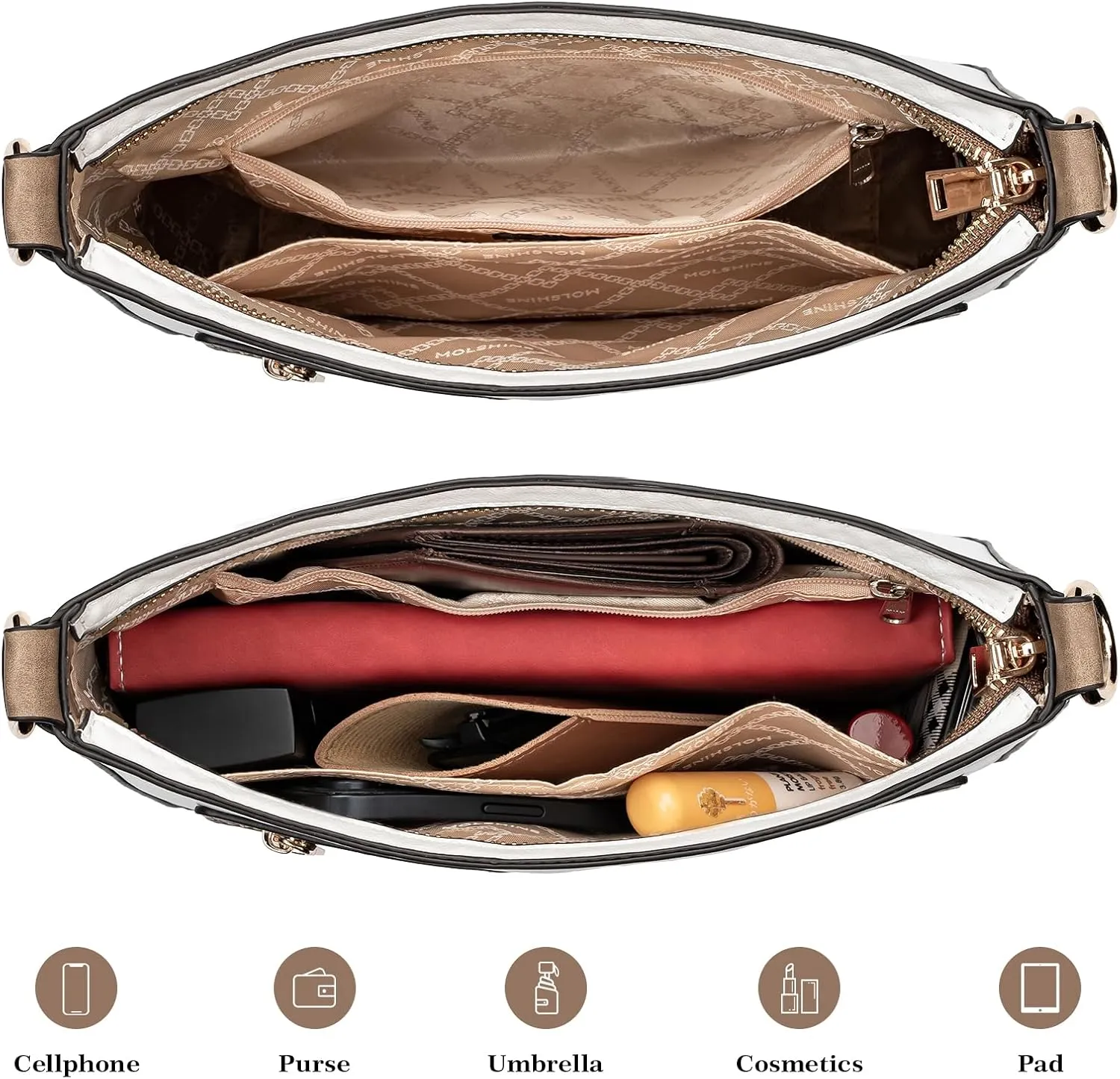 molshine Crossbody Bags for Women, PU Leather Shoulder Handbag with Adjustable Wide Strap DLK0061