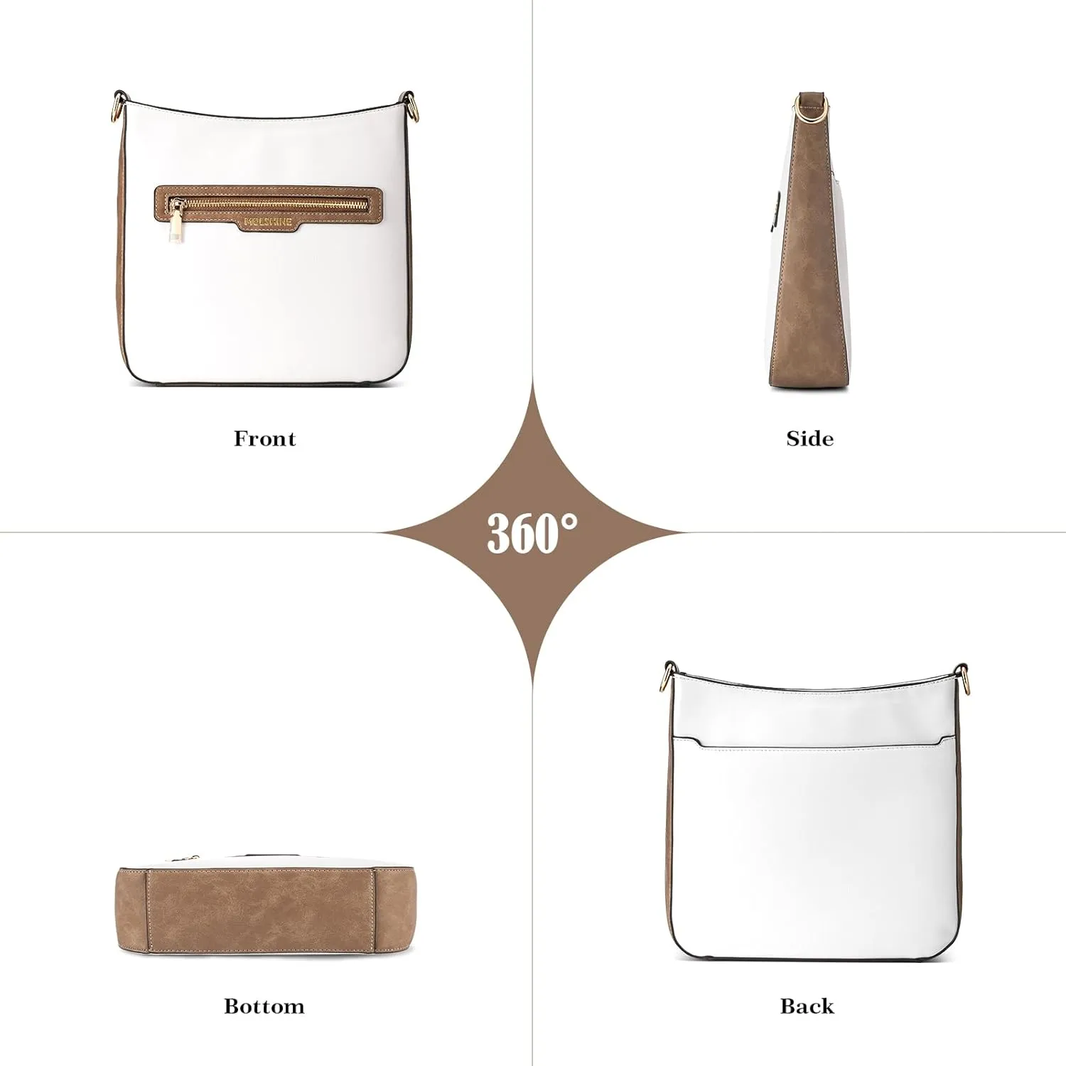 molshine Crossbody Bags for Women, PU Leather Shoulder Handbag with Adjustable Wide Strap DLK0061