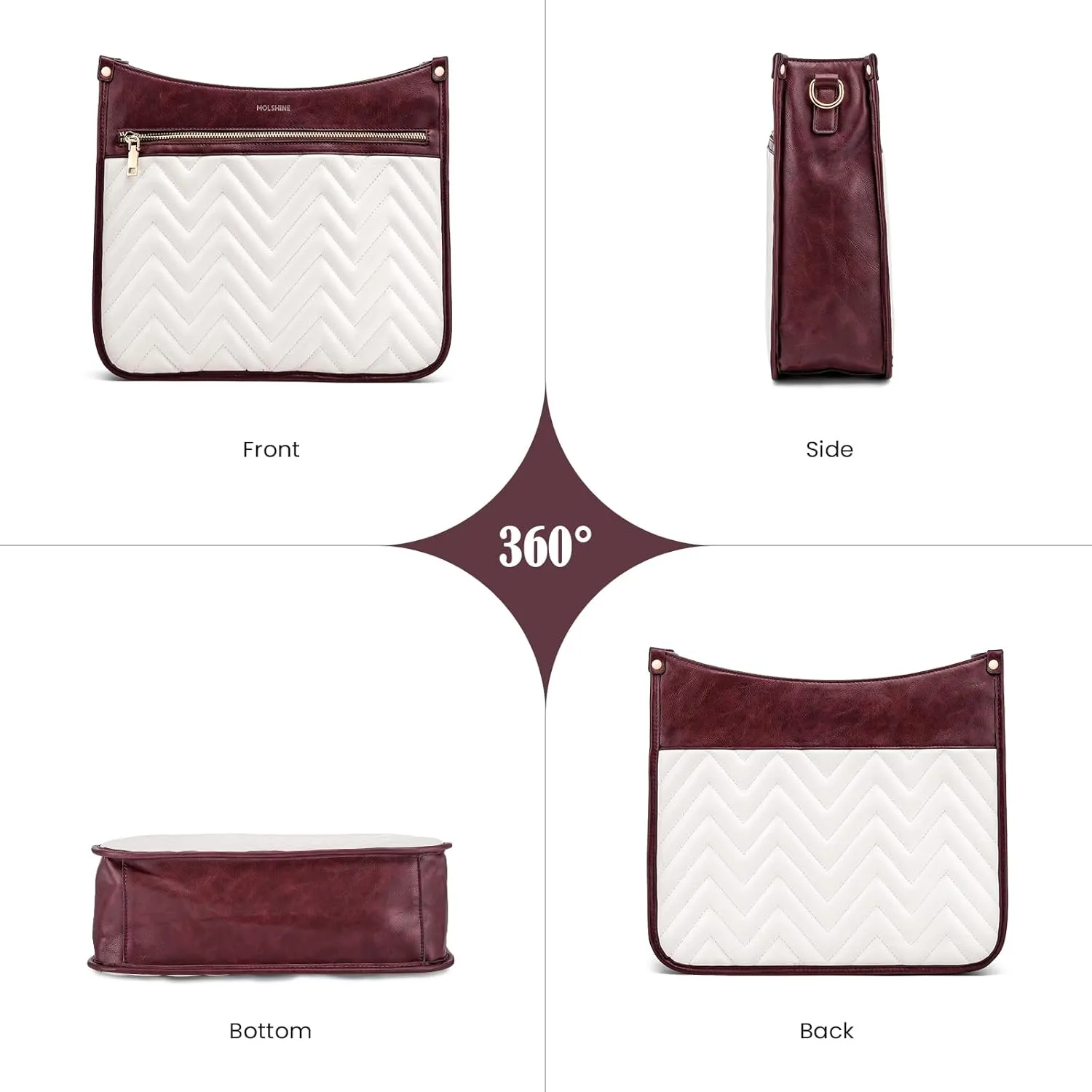 molshine Quilted Crossbody Bags for Women, Medium PU Leather Crossbody Shoulder Handbag with Adjustable Wide Strap DLK0039