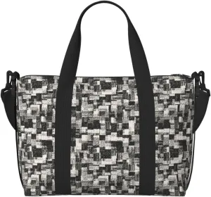 Monochrome Brushed Texture Travel Bag for Women Men Weekender Bags Carry on Overnight Bag Tote Bag Yoga Gym Bag for Gym, Work, Weekend, Travel, Personal Items