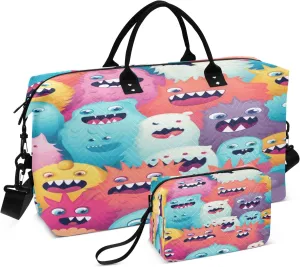 Monsters Travel Duffel Bags with Toiletry Bag and Adjustable Strap for Travel Gym Yoga