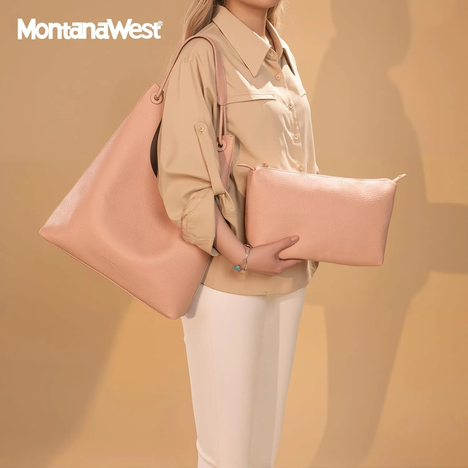 Montana West Hobo Bag for Women Shoulder Purse Handbags with Detachable Makeup Bag