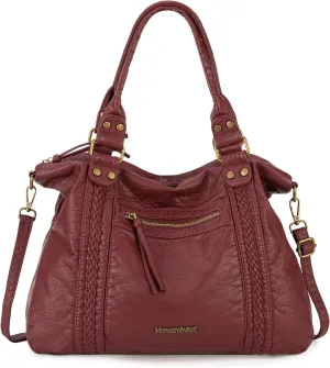 Montana West Washed Leather Hobo Bags for Women Roomy Handbags with Crossbody Strap