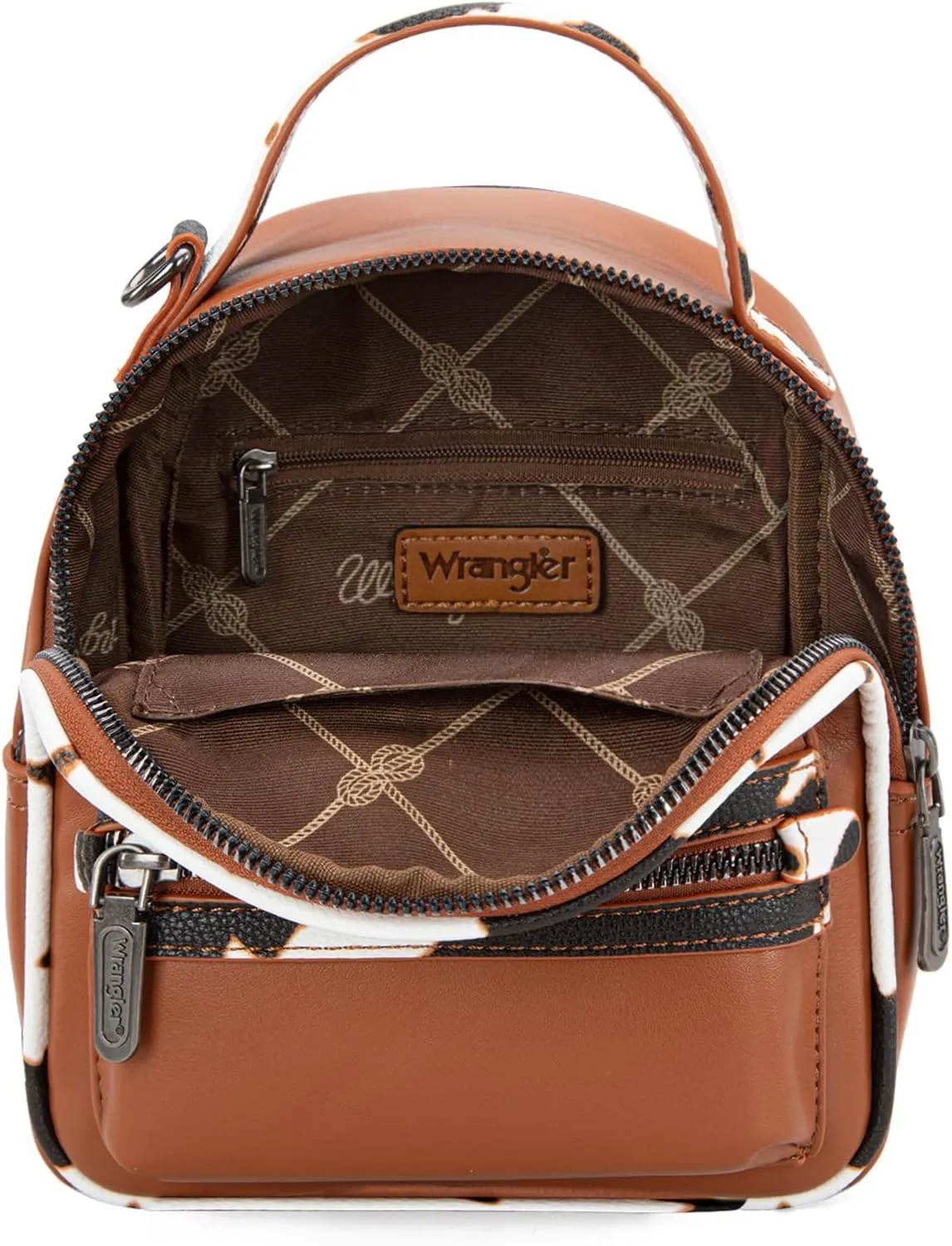 Montana West Wrangler Mini Backpack Cute Cow Print Backpack Purse for Girls and Women, Brown WG102-8600BR