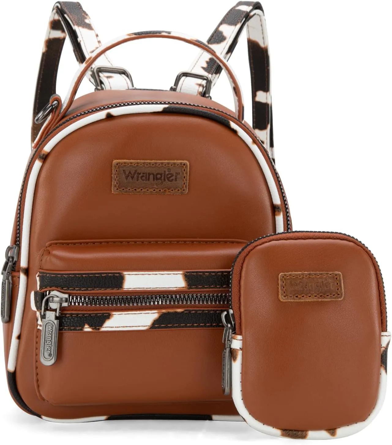 Montana West Wrangler Mini Backpack Cute Cow Print Backpack Purse for Girls and Women, Brown WG102-8600BR