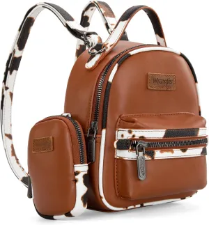 Montana West Wrangler Mini Backpack Cute Cow Print Backpack Purse for Girls and Women, Brown WG102-8600BR