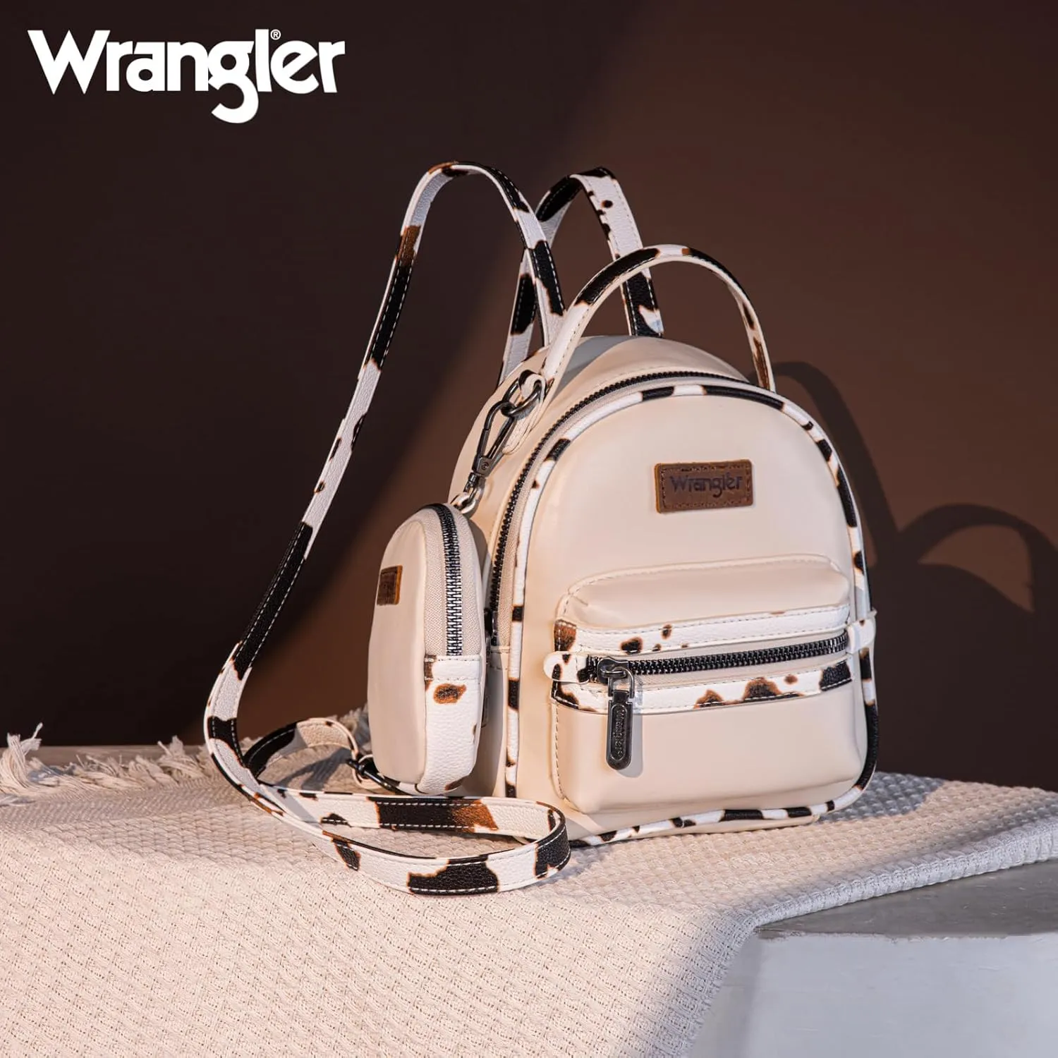 Montana West Wrangler Mini Backpack Cute Cow Print Backpack Purse for Girls and Women WG102-8600TN