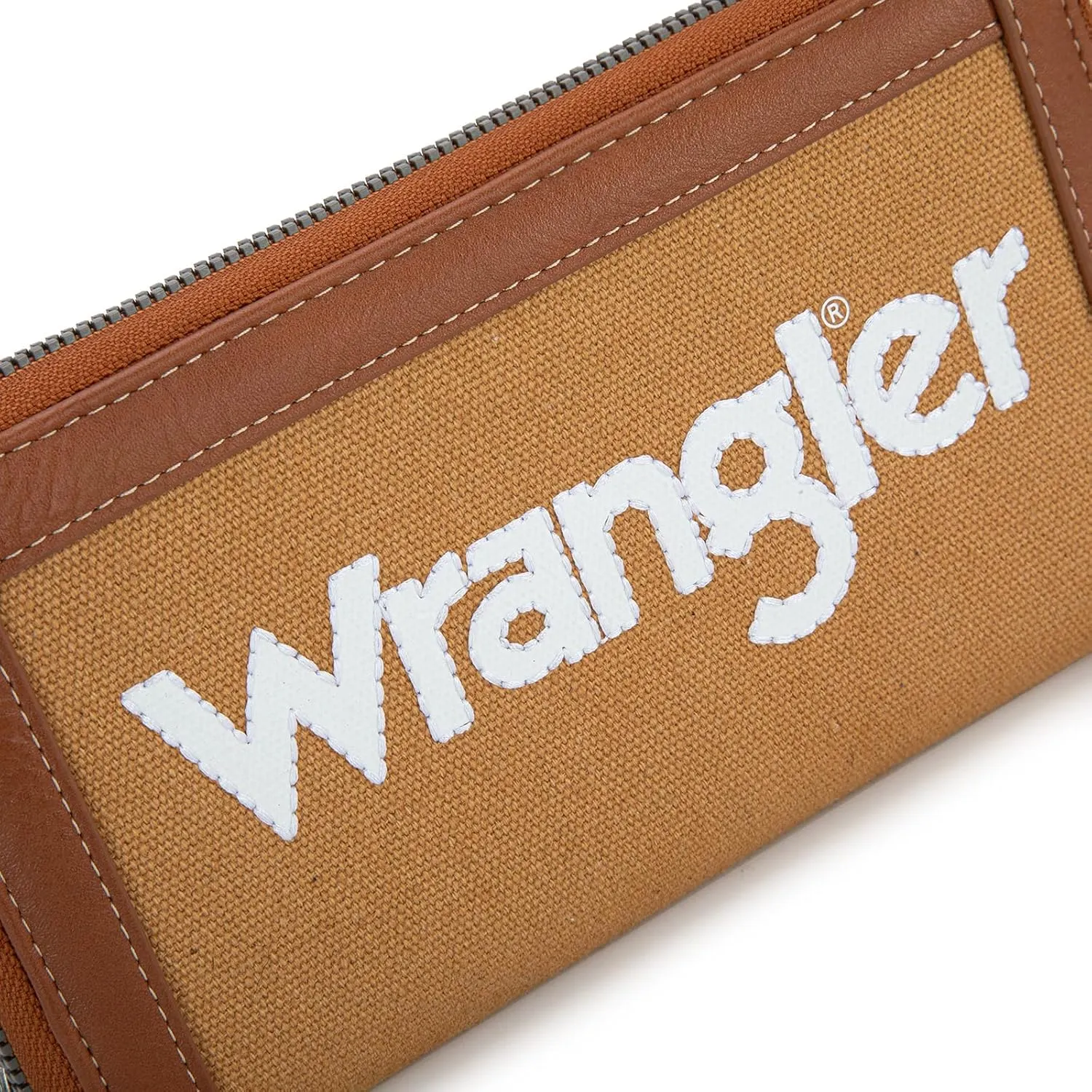 Montana West X Wrangler Classic Logo Wallets Wristlet Purse for Women Vintage Boho Ladies Wallet Coin Purse Two-Tone Credit Card Holder