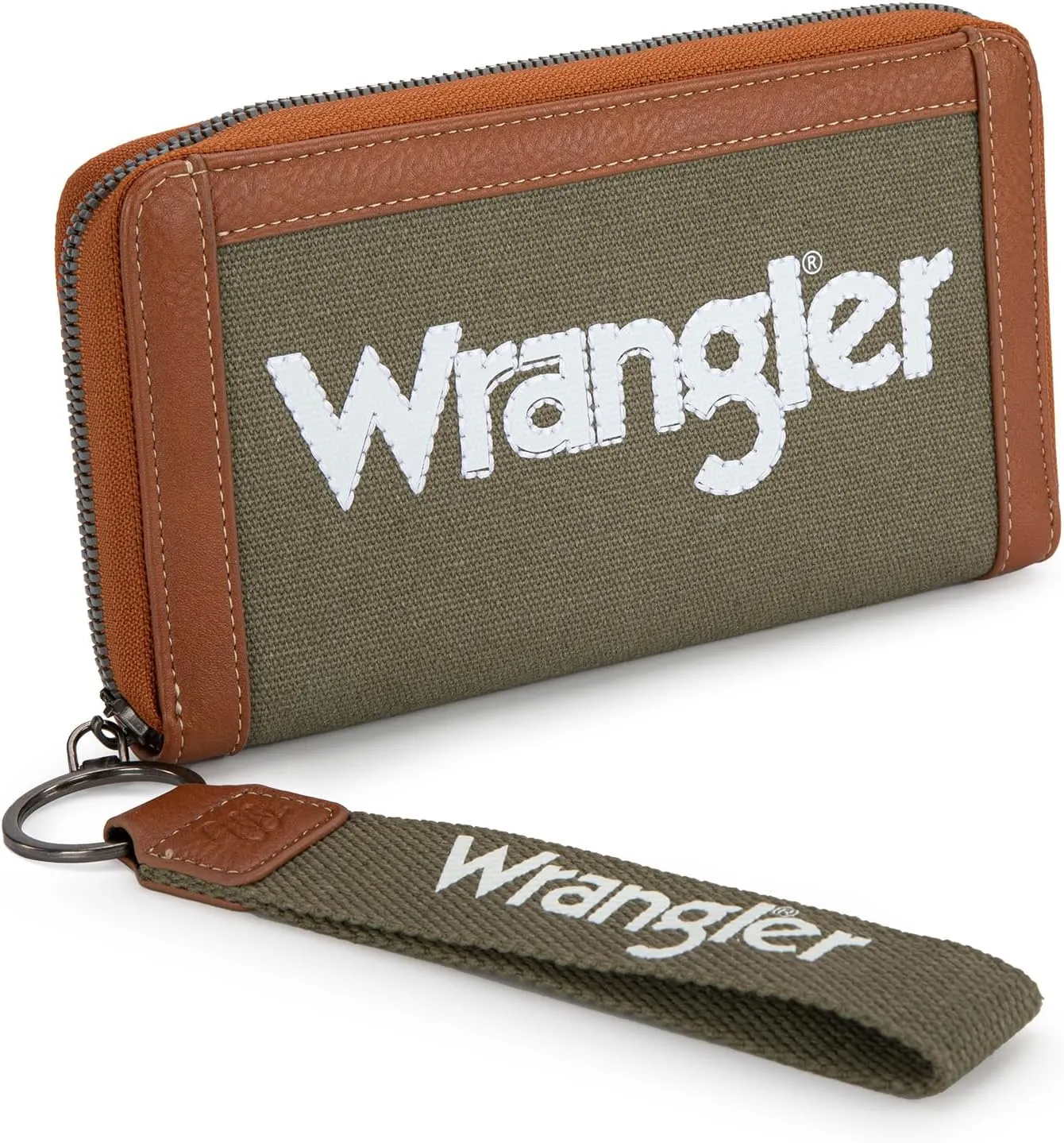 Montana West X Wrangler Classic Logo Wallets Wristlet Purse for Women Vintage Boho Ladies Wallet Coin Purse Two-Tone Credit Card Holder