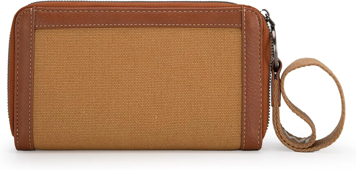 Montana West X Wrangler Classic Logo Wallets Wristlet Purse for Women Vintage Boho Ladies Wallet Coin Purse Two-Tone Credit Card Holder
