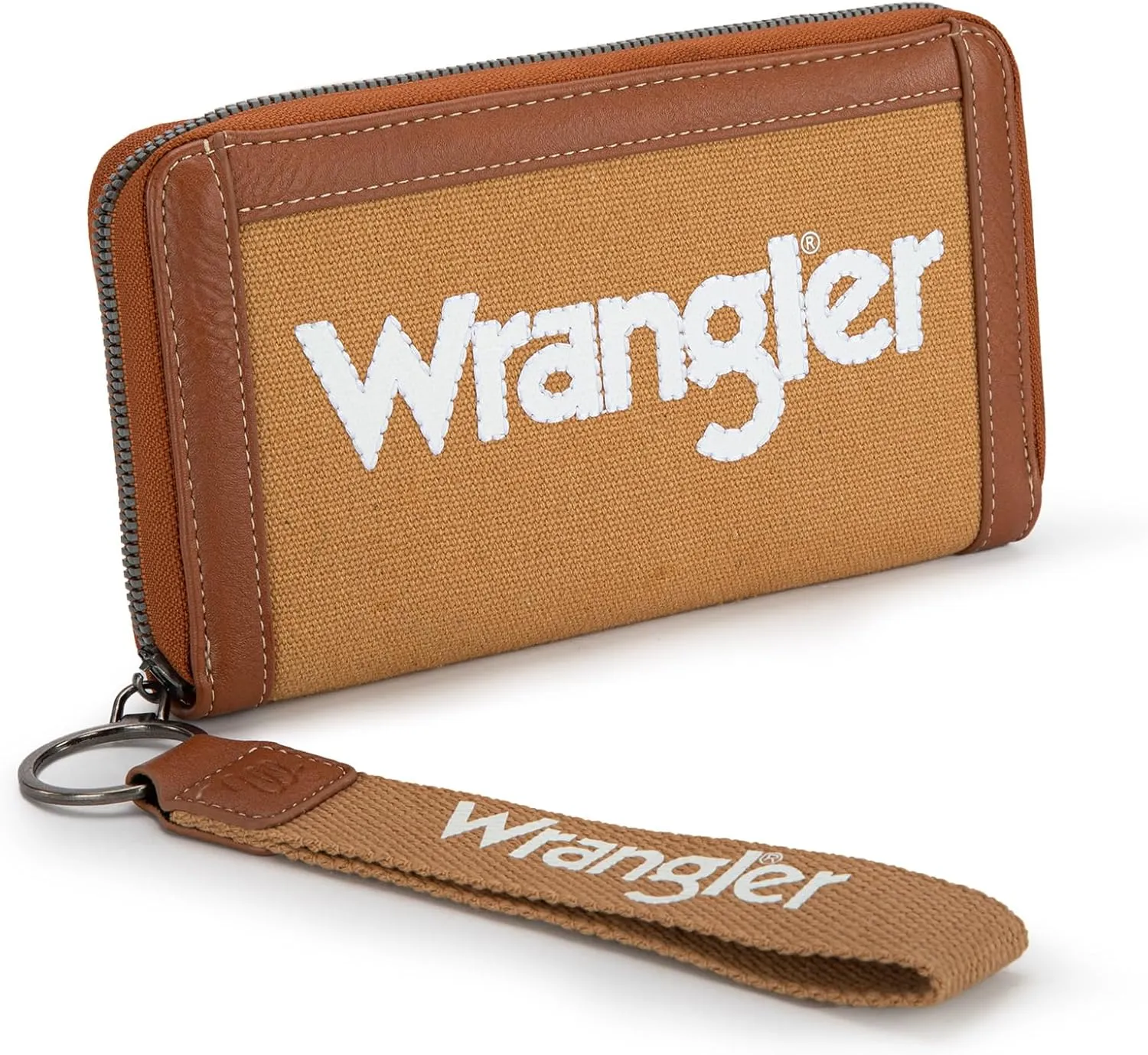 Montana West X Wrangler Classic Logo Wallets Wristlet Purse for Women Vintage Boho Ladies Wallet Coin Purse Two-Tone Credit Card Holder