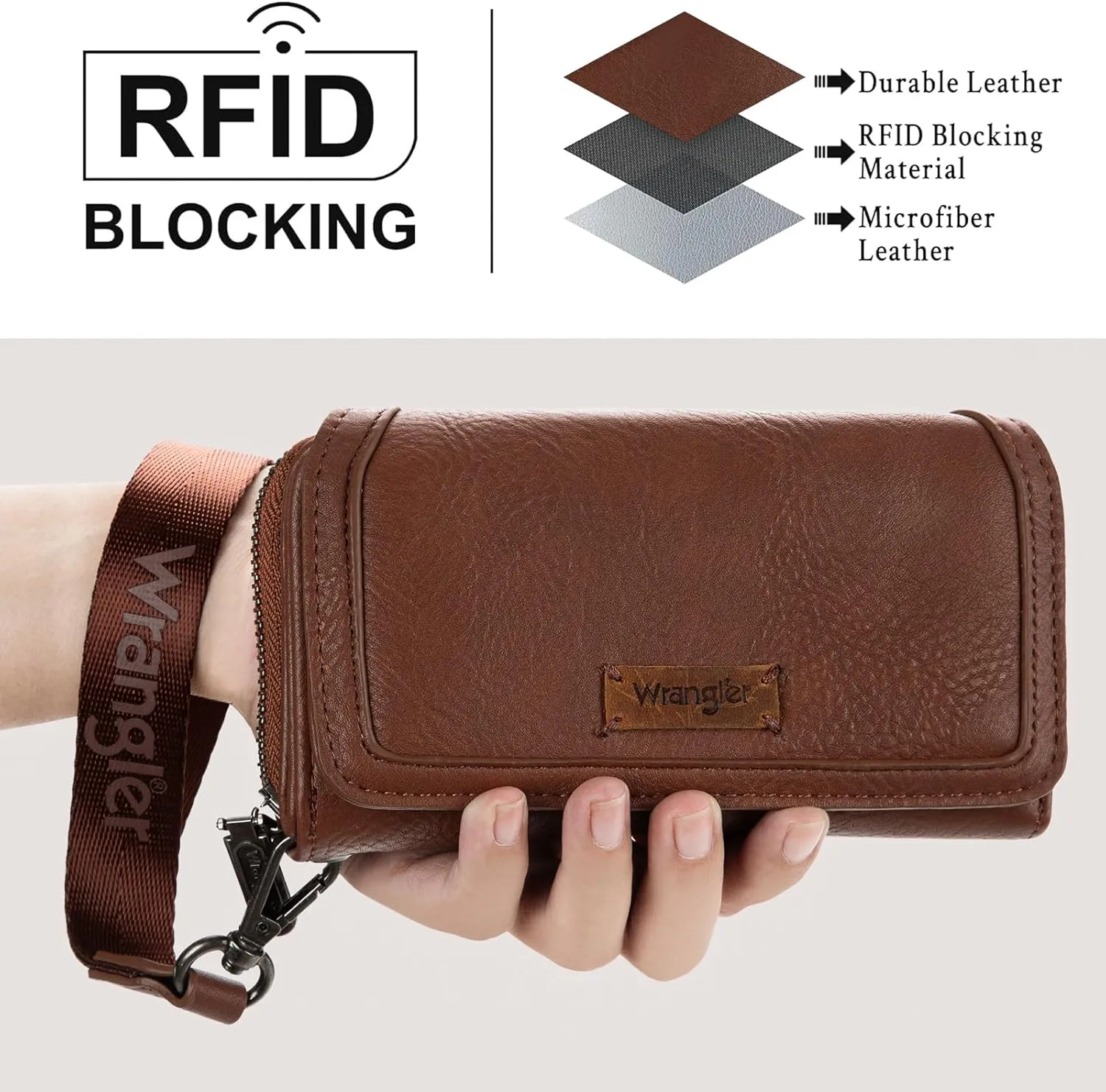 Montana West x Wrangler Wallet for Women Minimalist Clutch Wristlet Purse RFID Blocking Credit Card Holder