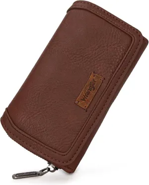 Montana West x Wrangler Wallet for Women Minimalist Clutch Wristlet Purse RFID Blocking Credit Card Holder