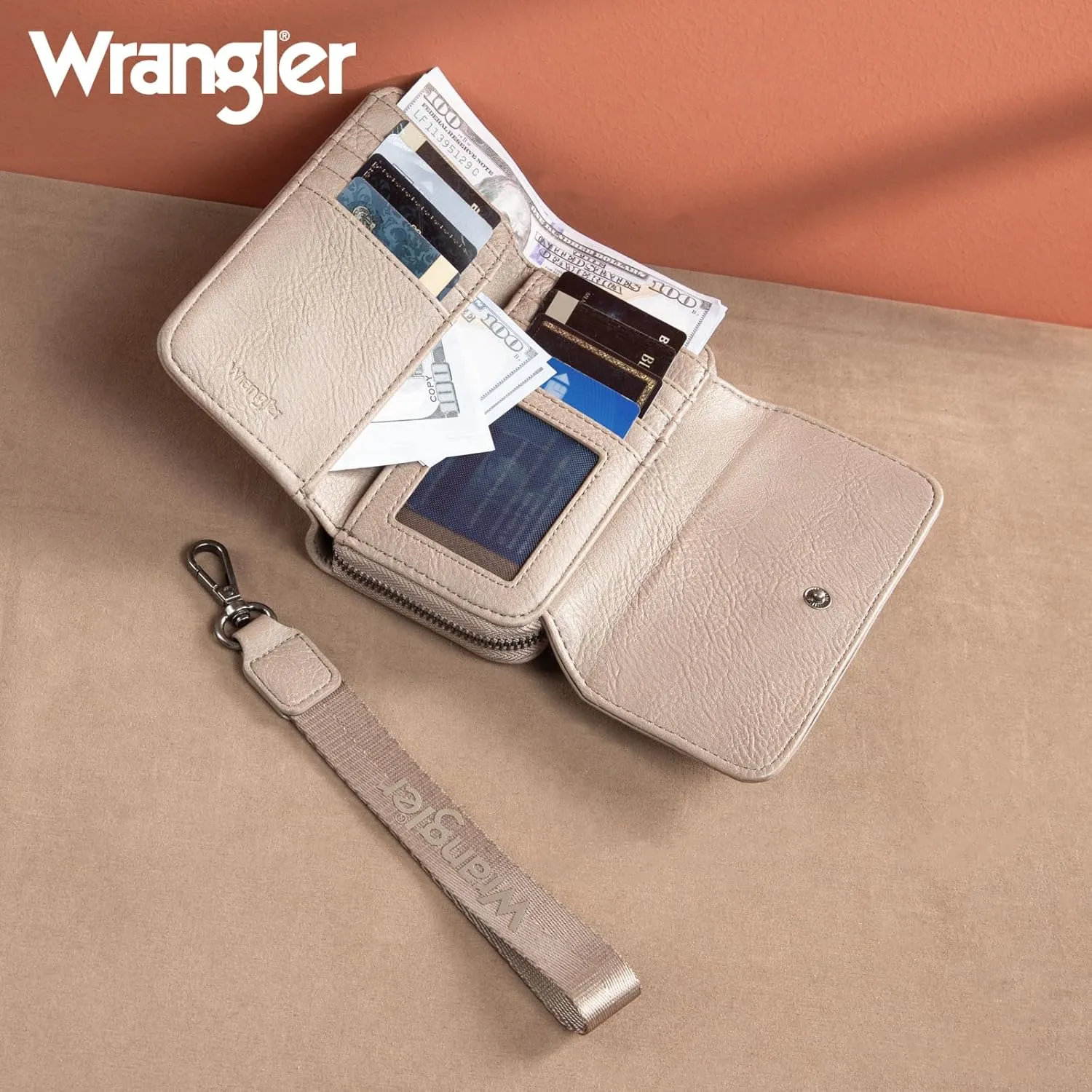 Montana West x Wrangler Wallet for Women Minimalist Clutch Wristlet Purse RFID Blocking Credit Card Holder
