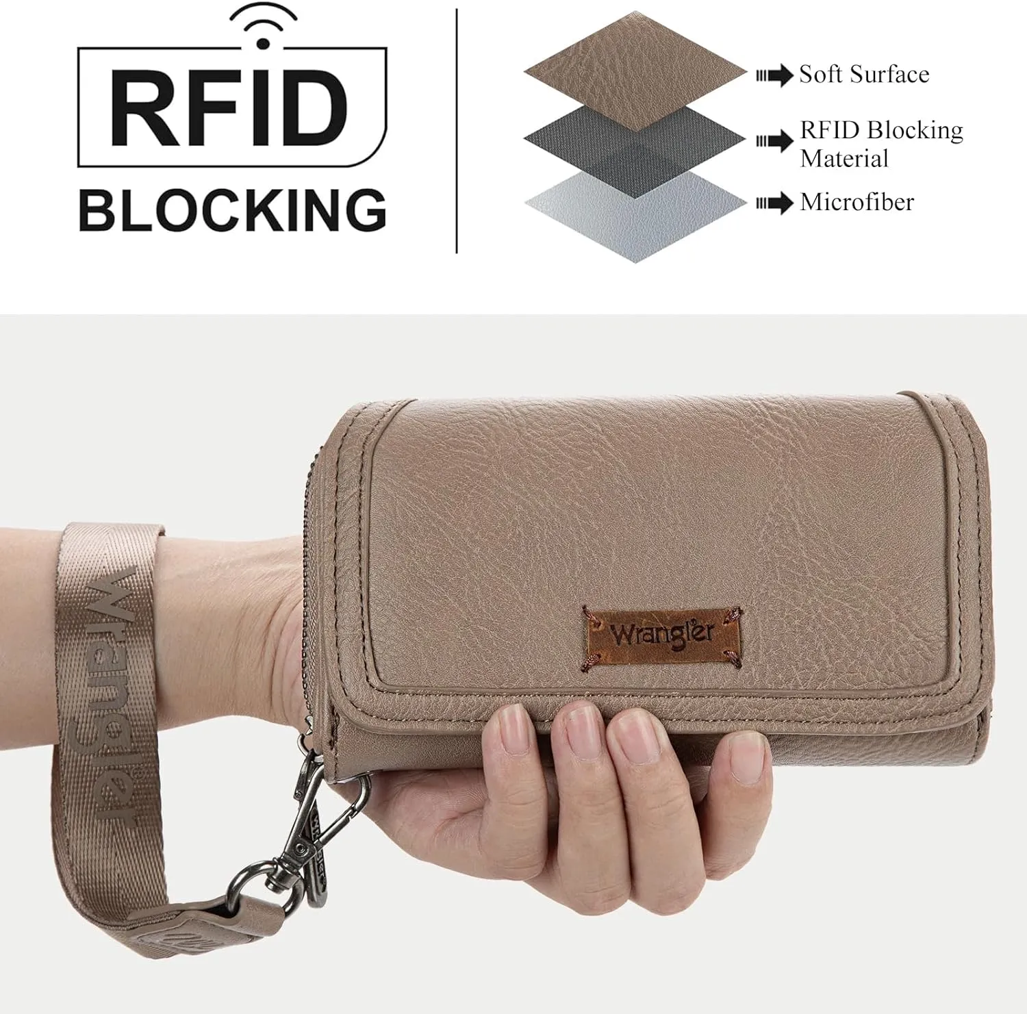 Montana West x Wrangler Wallet for Women Minimalist Clutch Wristlet Purse RFID Blocking Credit Card Holder