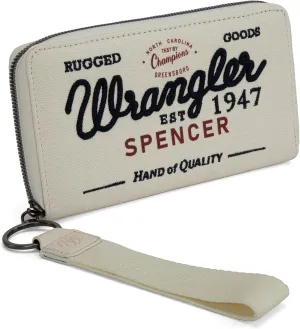 Montana West X Wrangler Wristlet Wallets for Women Classic Retro Wallet Purse Bifold Credit Card Wallets for Women Oversized Logo Clutch Wristlet