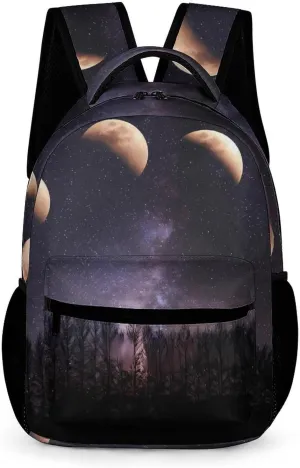Moon Phases Night Star Cute Backpack Shoulders Bag Casual Daypacks Travel Back Pack for Camping Hiking