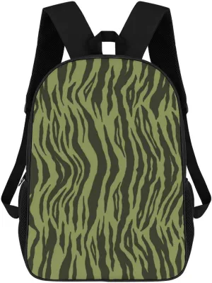 Moss Green Tiger Stripes Animal Print Backpack Lightweight Waterproof Backpacks Laptop Backpack for Unisex Casual Travel Daypacks Large Capacity