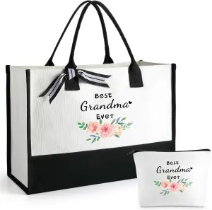 Mothers Day Gifts for Women Birthday Gifts for Women Large Canvas Tote Bag Makeup Bag Set Beach Travel Shopping