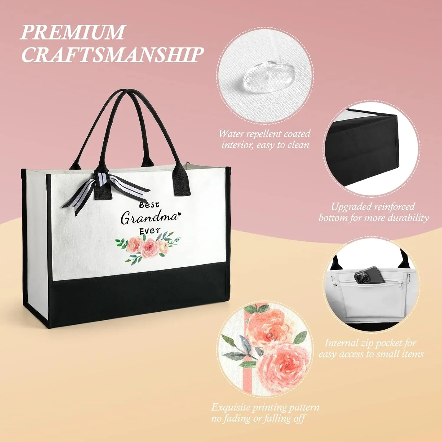 Mothers Day Gifts for Women Birthday Gifts for Women Large Canvas Tote Bag Makeup Bag Set Beach Travel Shopping