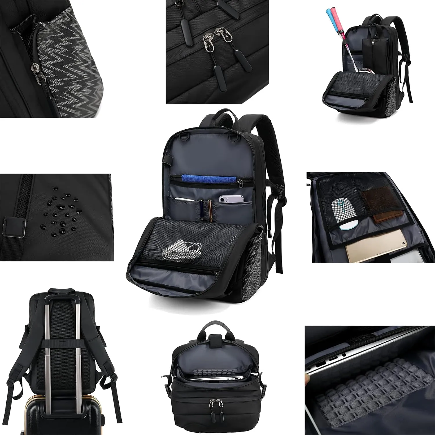 Motorcycle Backpack, 17'' Laptop Compartment, High-Density Nylon, Adjustable Helmet Holder, Reflective, Waterproof for Outdoor Enthusiasts