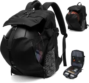 Motorcycle Backpack, 17'' Laptop Compartment, High-Density Nylon, Adjustable Helmet Holder, Reflective, Waterproof for Outdoor Enthusiasts