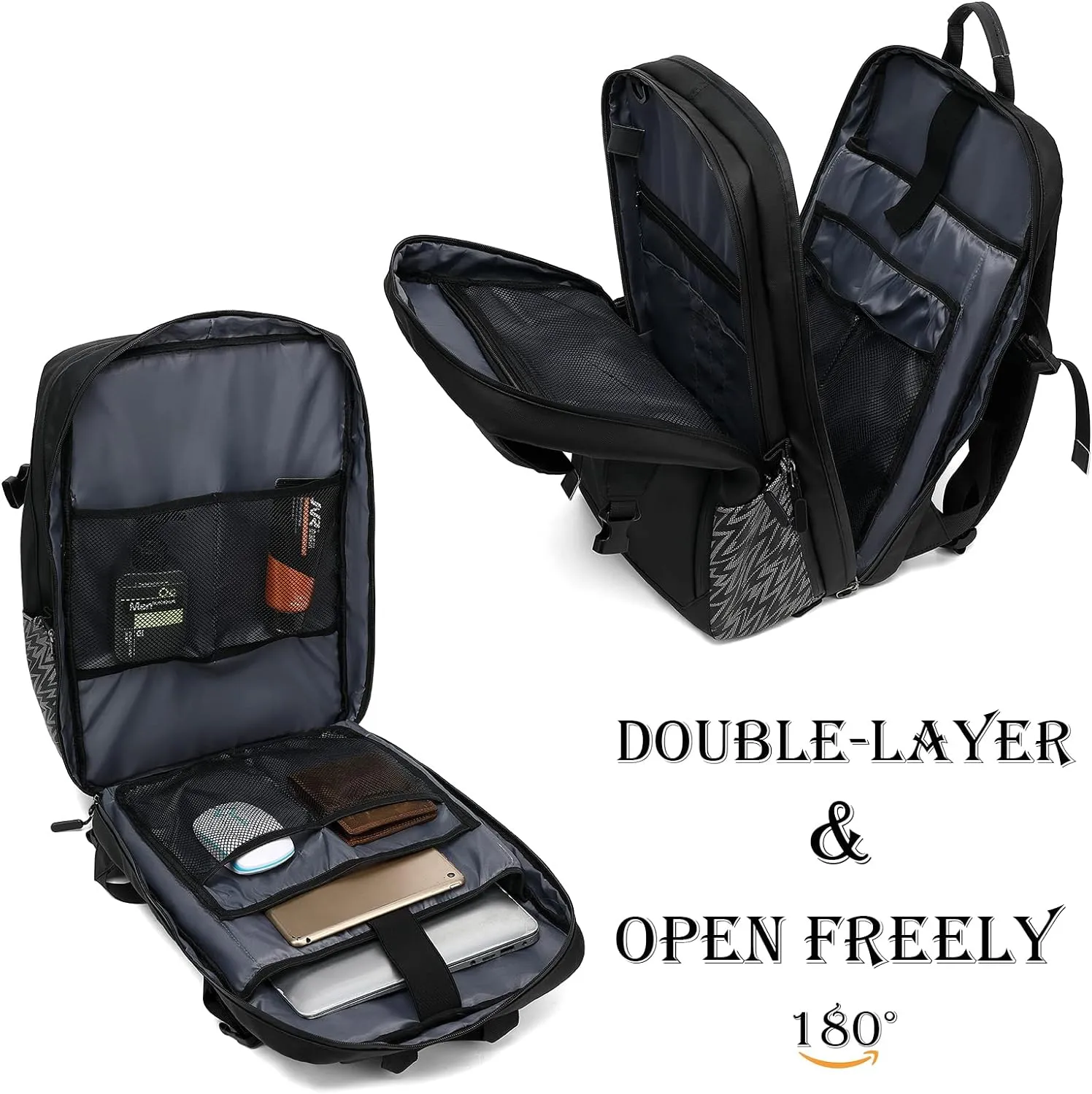 Motorcycle Backpack, 17'' Laptop Compartment, High-Density Nylon, Adjustable Helmet Holder, Reflective, Waterproof for Outdoor Enthusiasts