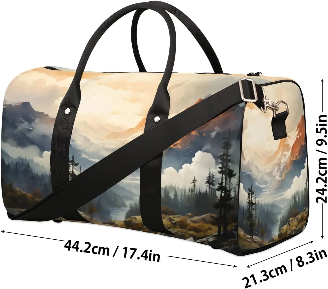Mountain Forest Foldable Lightweight Duffle Bag for Travel - Waterproof Carry On Bags for Airplanes, Travel Duffel Bags for Gym, Weekend