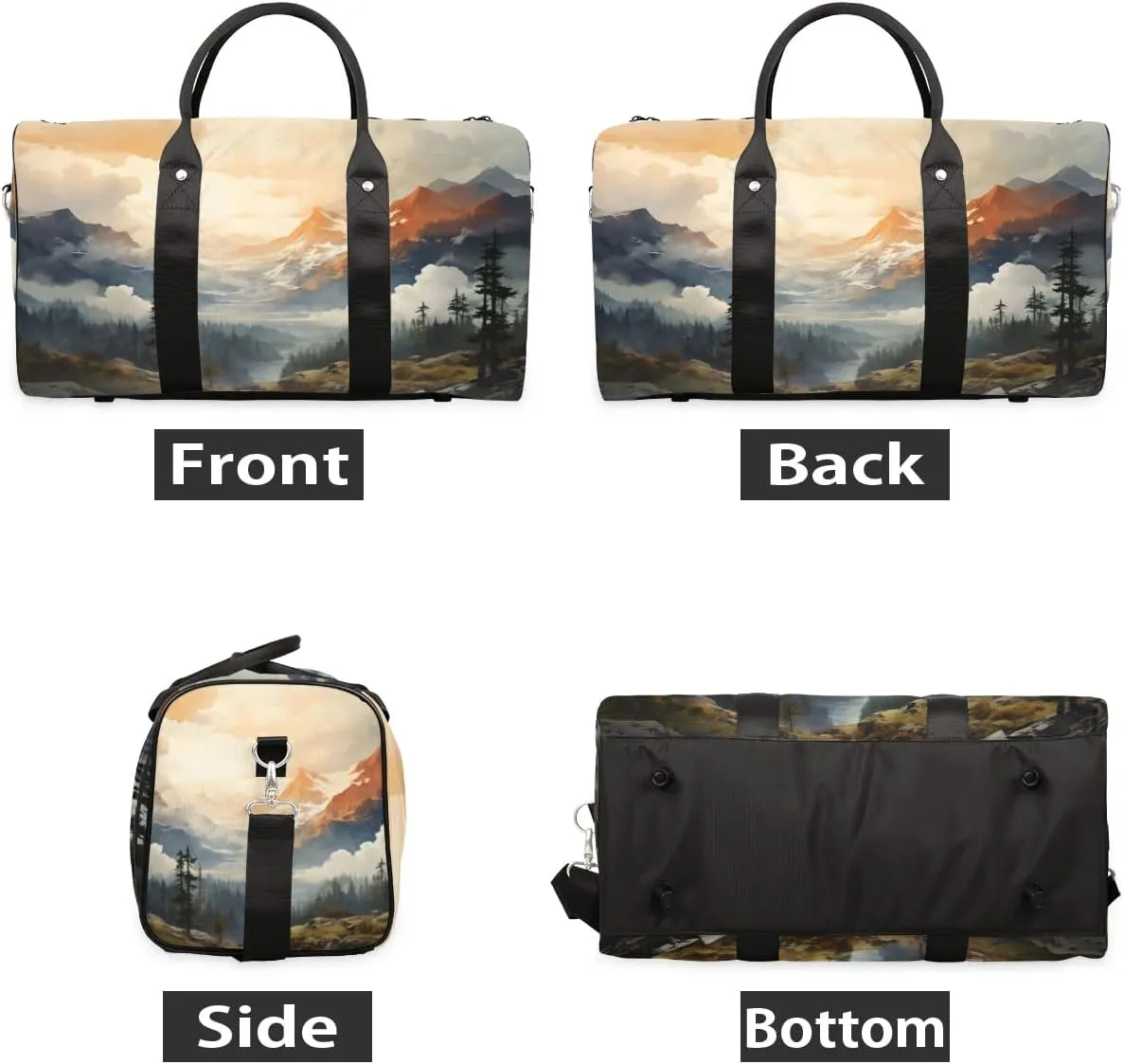 Mountain Forest Foldable Lightweight Duffle Bag for Travel - Waterproof Carry On Bags for Airplanes, Travel Duffel Bags for Gym, Weekend