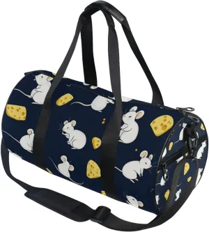 Mouse Mice Cheese Gym Duffle Bag Women Men Sports Fitness Bag for Travel Workout Gymnastics Dance Ballet