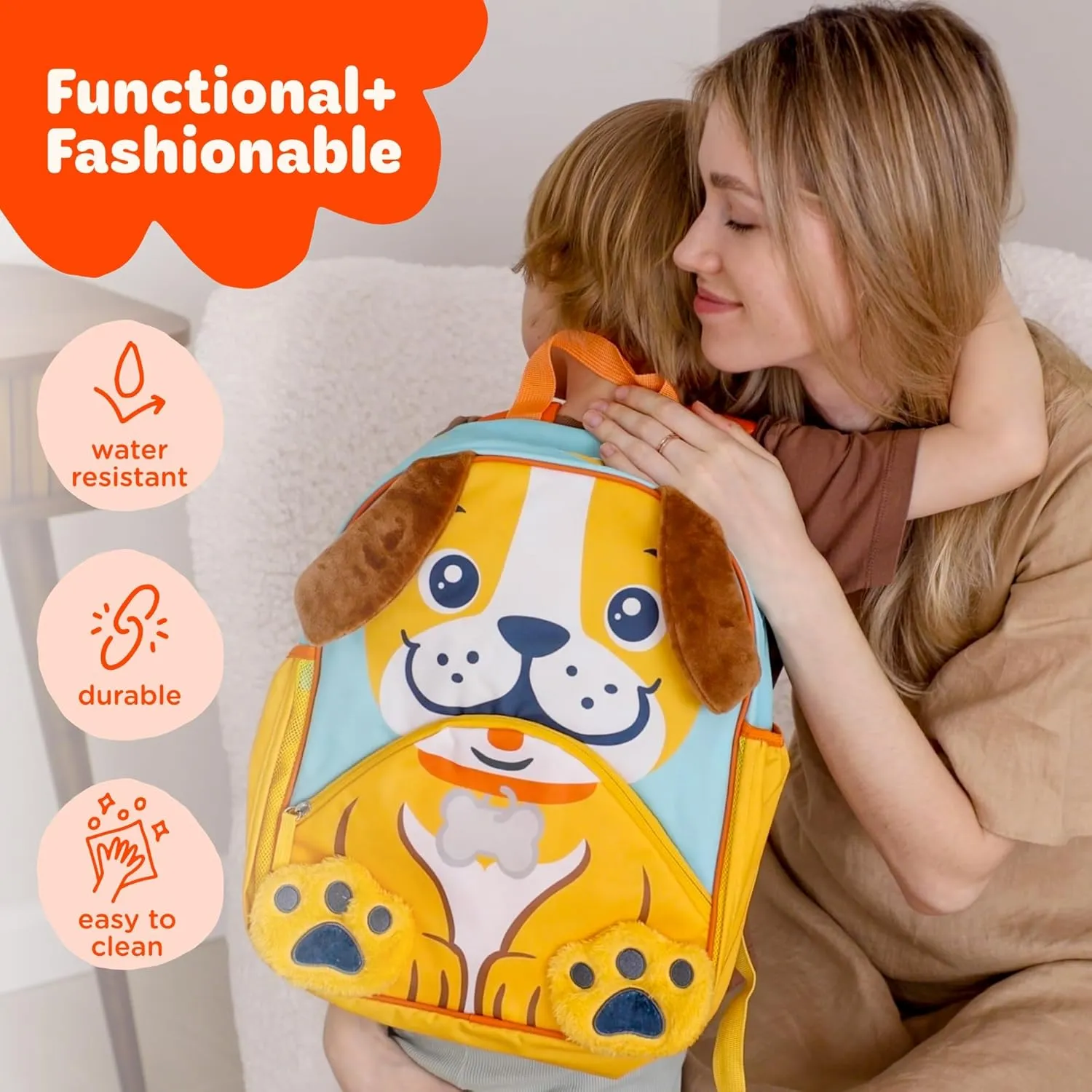 Move2Play, Puppy Toddler Backpack | Toddler Size | Back to School | Preschool Backpacks For Kids | Kindergarten Book Bag | Small, Little, Mini Size | Designed for Boys & Girls Ages 2, 3-5  Year Olds