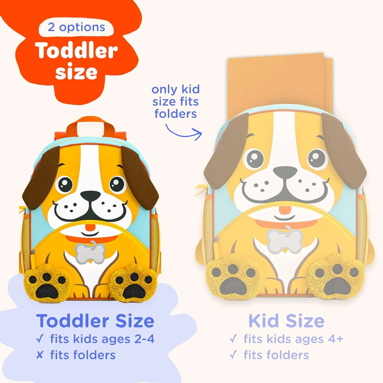 Move2Play, Puppy Toddler Backpack | Toddler Size | Back to School | Preschool Backpacks For Kids | Kindergarten Book Bag | Small, Little, Mini Size | Designed for Boys & Girls Ages 2, 3-5  Year Olds