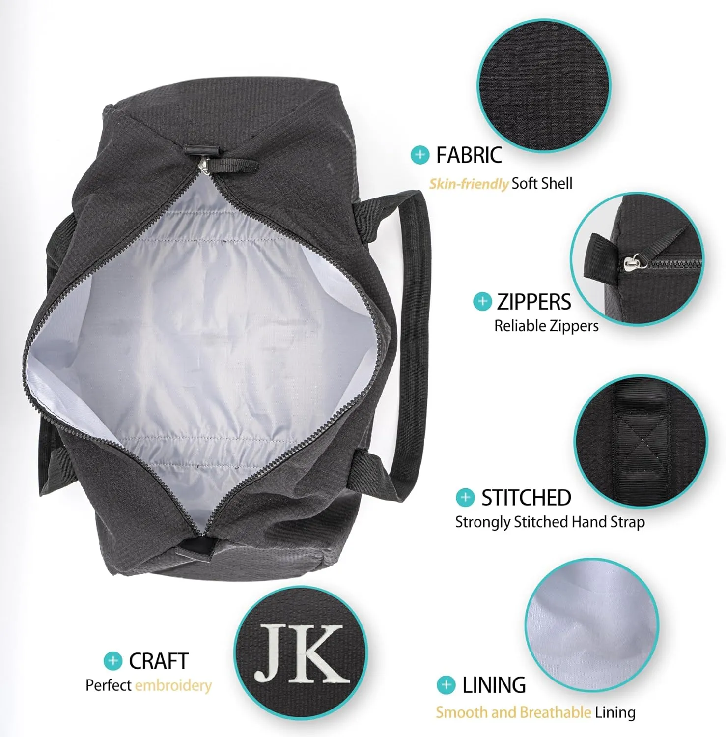 MT WORLD Kids Overnight Bag Personalized Small Duffle Bag for Boys Custom Seersucker Toddler Travel Duffle with Name Monogrammed Weekender Tote for Sports Gym Travel (Black)