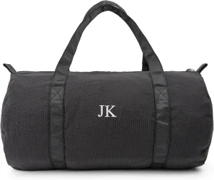 MT WORLD Kids Overnight Bag Personalized Small Duffle Bag for Boys Custom Seersucker Toddler Travel Duffle with Name Monogrammed Weekender Tote for Sports Gym Travel (Black)