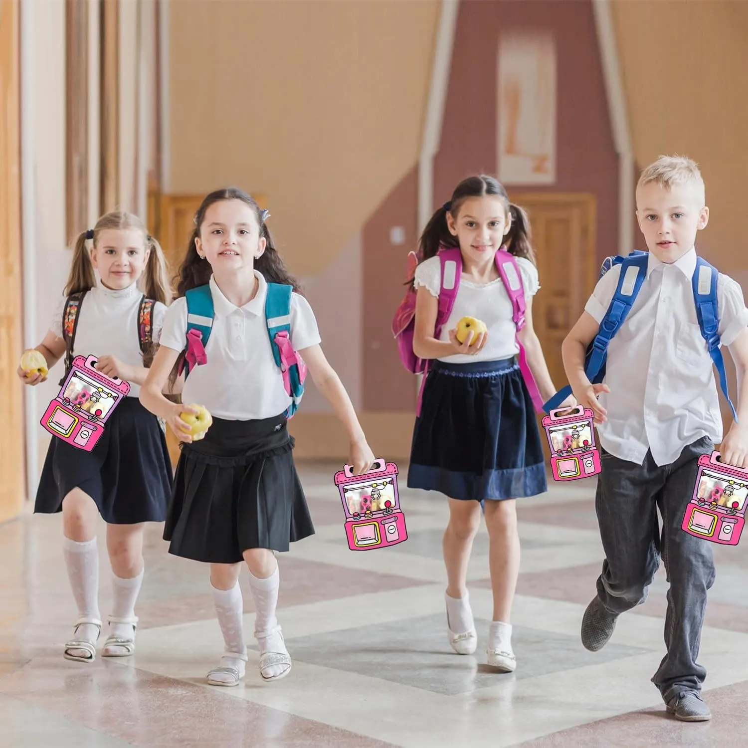 Muitcdo 30 PCS Large Gift Goodie Bags with Handle and Stand-up Bottom, Ziplock Party Favor Bags for Girl, Students Back to School Treat Bag, Cute Snack Candy Box for Birthday, Classroom (Pink)
