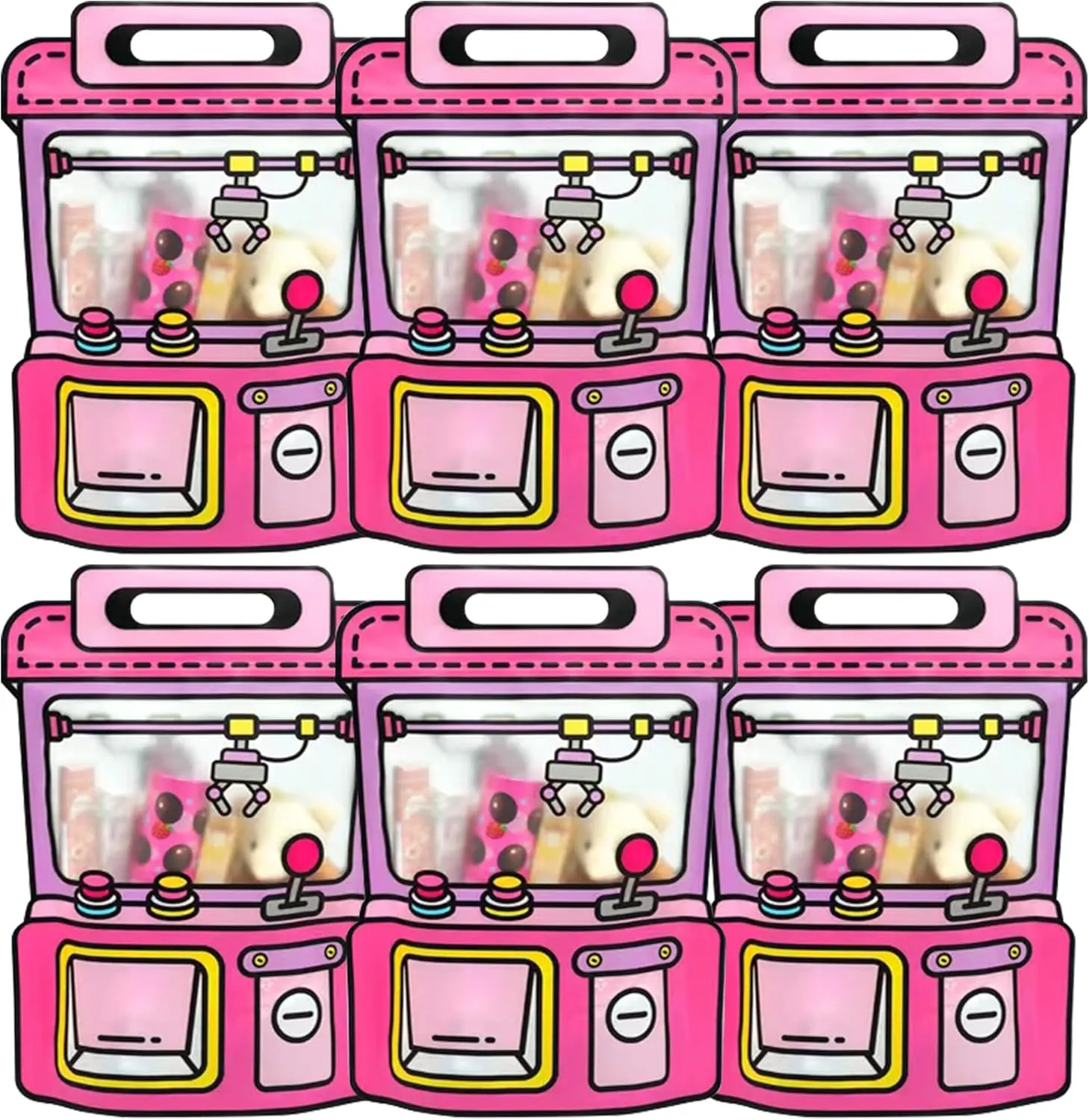 Muitcdo 30 PCS Large Gift Goodie Bags with Handle and Stand-up Bottom, Ziplock Party Favor Bags for Girl, Students Back to School Treat Bag, Cute Snack Candy Box for Birthday, Classroom (Pink)