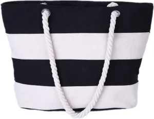 Muka Women Striped Canvas Tote Shoulder Beach Bag with Inner Zipper Pocket and Rope Handle for Travel, Shopping
