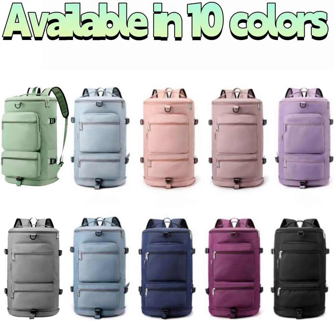 Multi-functional Sports Duffel with Dry-Wet Separation,Travel Backpack with Triple Carry Options (Gray)